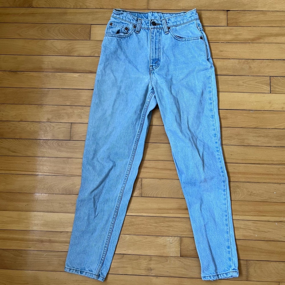Levis 521 Vintage High Waisted Tapered Mom Jeans Light Wash Blue Size 6 L Petite